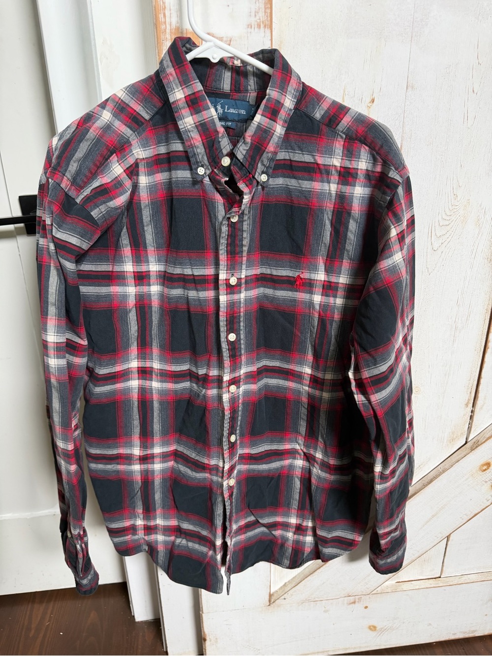 Ralph Lauren Men’s Black, Red & Gray Plaid Button-Down Shirt 0237